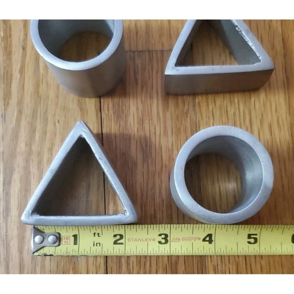 Geometric Metal Napkin Ring‎ Holders (4) Cylinder and Triangle